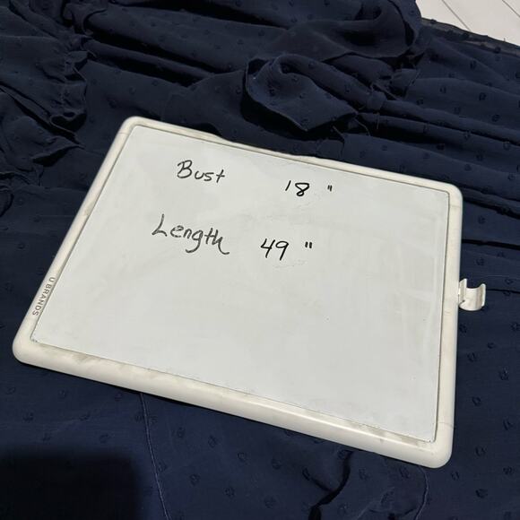 Just Me Navy Blue Faux Wrap Tiered Ruffle‎ Long Modest Midi Maxi Dress Large - Picture 3 of 3